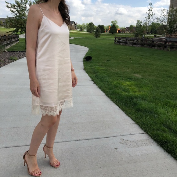 ONE LEFT//Sleeveless cami strap lace slip dress - Picture 3 of 4